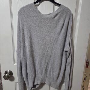 Express Soft Gray Women's Crew Neck Sweater With Back Cutout